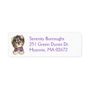 Cute Yorkie Puppy Dog Lover Yorkshire Terrier Return Address Label