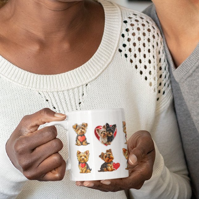 Cute Yorkie Valentine Hearts – Adorable Dog Lover Large Coffee Mug (Valentine Yorkshire Terrier Dog | pet lovers | Large Coffee Mug)