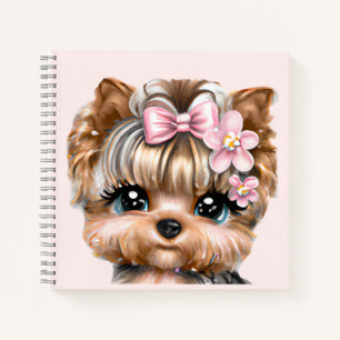 Cute Yorkie With a Pink Bow   Notebook