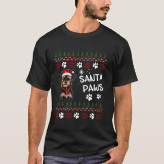 Cute Yorkiepoo dog Dog Ugly Christmas Santa Paws T-Shirt