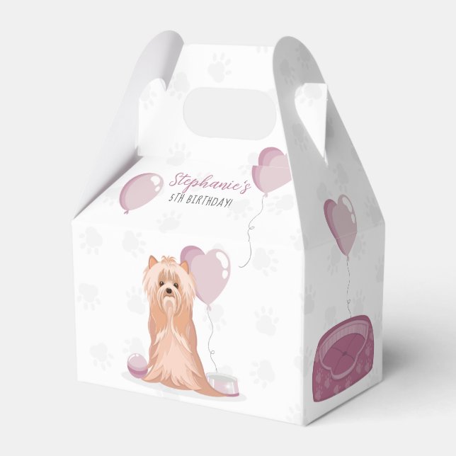 Cute Yorkshire Terrier Birthday Favour Box (Back Side)