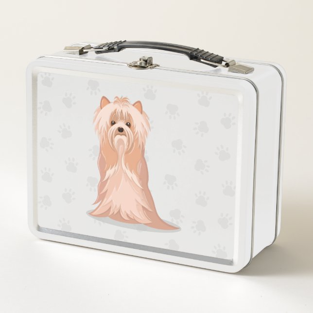 Cute Yorkshire Terrier Birthday Metal Lunch Box (Front)