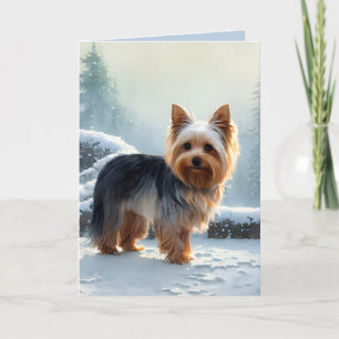 Cute Yorkshire Terrier Christmas Holiday Card