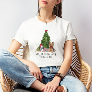 Cute Yorkshire Terrier Christmas Tee Custom Text
