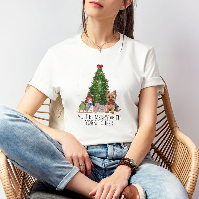 Cute Yorkshire Terrier Christmas Tee Custom Text (Festive Yorkie Graphic Tee
Cozy Christmas Apparel
Customized Yorkie Lover's T-shirt)