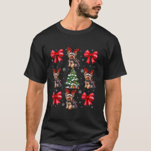Cute Yorkshire Terrier Dog Lover Coquette Red Bow  T-Shirt