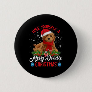 Cute Yorkshire Terrier Dog Merry Doodle Christmas 6 Cm Round Badge