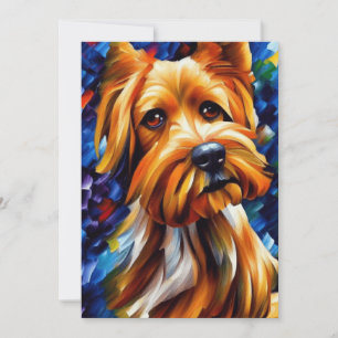 Cute Yorkshire Terrier Dog Painting    Holiday Card