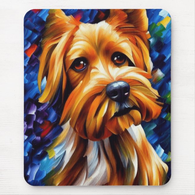 Cute Yorkshire Terrier Dog Painting   Mouse Pad (Front)