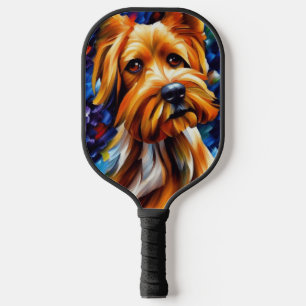 Cute Yorkshire Terrier Dog Painting   Pickleball Paddle