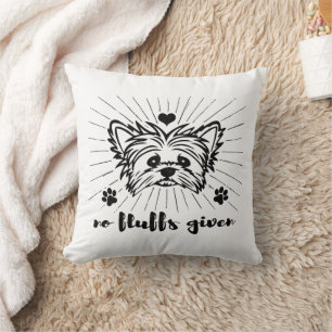 Cute Yorkshire Terrier No Fluffs Given Meme Joke Cushion