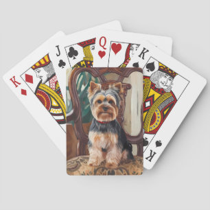 Cute Yorkshire Terrier Painting Playing Cards