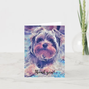 Cute Yorkshire Terrier  Painting Thank You Card