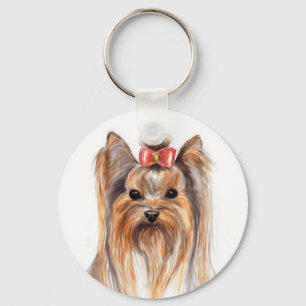 Cute Yorkshire Terrier Puppy Dog Painted Key Chain