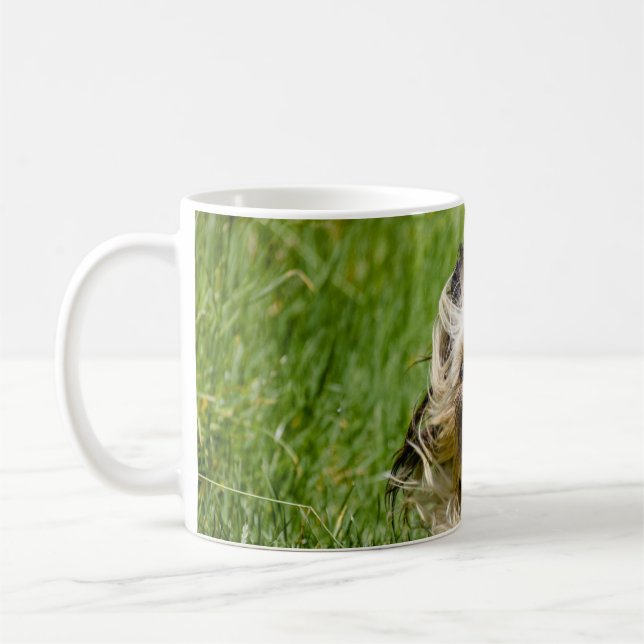 Cute Yorkshire Terrier Running Through Grass Coffee Mug (Left)