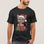 Cute Yorkshire Terrier Santa Hat Christmas Yorkie  T-Shirt<br><div class="desc">Cute Yorkshire Terrier Santa Hat Christmas Yorkie Dog Lover</div>