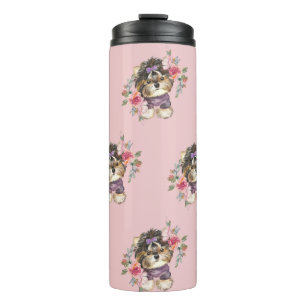 Cute Yorkshire Terrier Watercolor Art Thermal Tumbler
