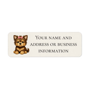 Cute Yorkshire Terrier with a bow Return Address Label