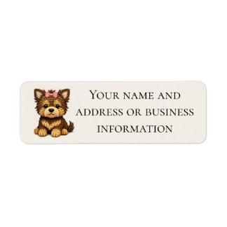 Cute Yorkshire Terrier with a bow Return Address Label