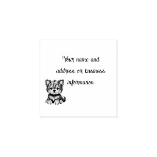 Cute Yorkshire Terrier with a bow Rubber Stamp