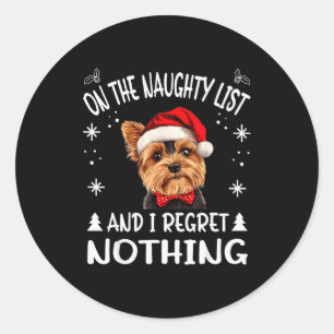 Cute Yorkshire Terrier Yorkie Dog Dog Christmas On Classic Round Sticker