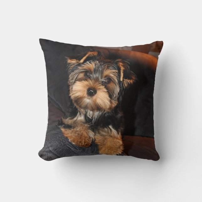 Cute Yorkshire Terrier Yorkie Puppy Dog Pillow (Front)