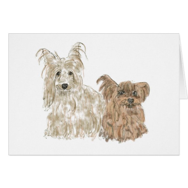Cute Yorkshire Terriers Funny Yorkies Animal Art (Front Horizontal)
