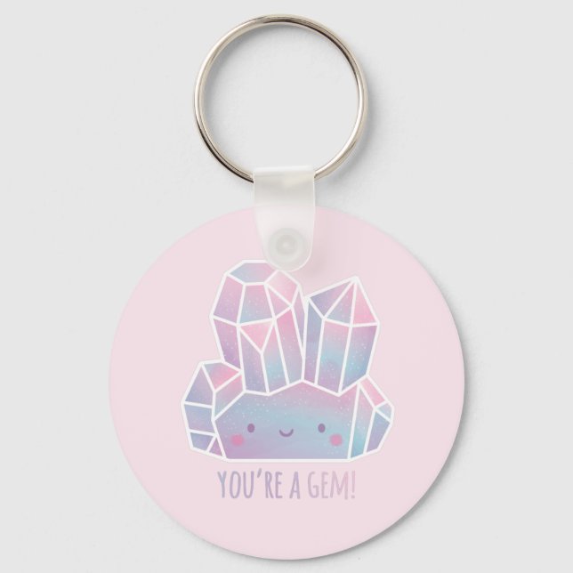 Cute You Are A Gem Pastel Pink Key Ring (Front)