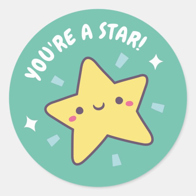Cute You Are A Star Positive Reward Classic Round Sticker (Front)