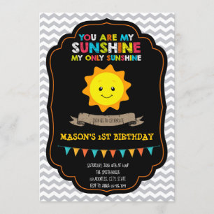 Cute you are my sunshine birthday invitation
