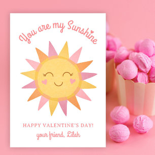 Cute You are my Sunshine Kids Classroom Valentine  Card