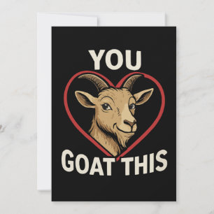 Cute "You Goat This" Motivational Funny Goat & Hea Card