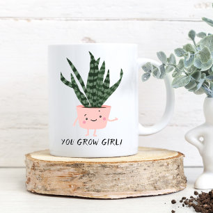 Cute You Grow Girl Funny Plant Lover Two-Tone Coffee Mug