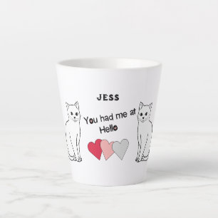 Cute You Had Me At Hello Cats with Hearts Latte Mug