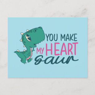 Cute You Make My Heart Saur Funny Valentine's Day Postcard