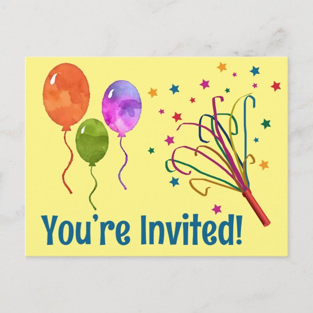 Cute you’re invited happy birthday postcards (Front)