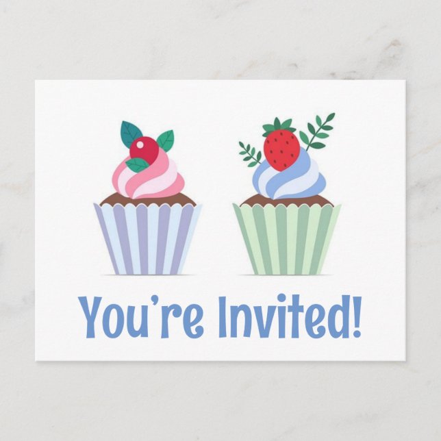 Cute you’re invited happy birthday postcards (Front)