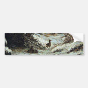 Cute Young Deer Taking Shelter in a Winter Storm Bumper Sticker
