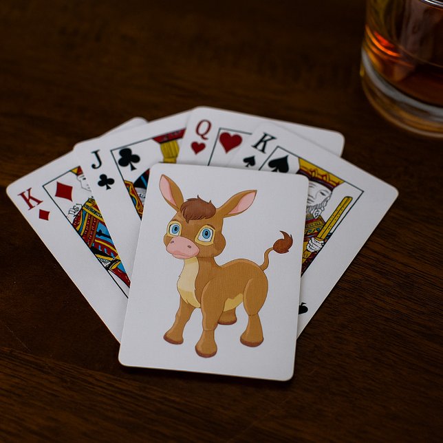 Cute Young Donkey with Big Blue Eyes Playing Cards (Creator Uploaded)