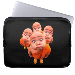 Cute Young Monk Minimalist Orange Robe Laptop Sleeve