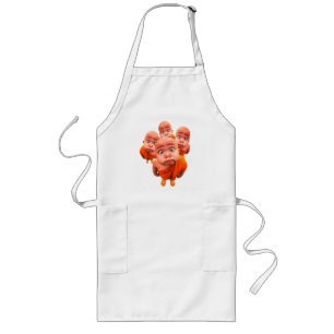 Cute Young Monk Minimalist Orange Robe Long Apron