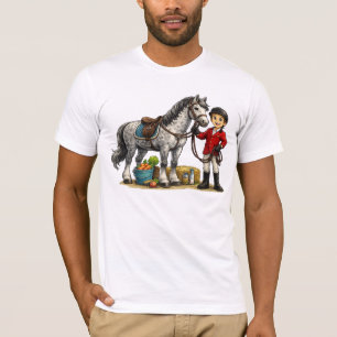 Cute Young Rider With Dapple Grey Horse Art T-Shirt