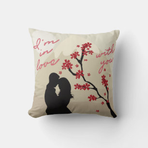 Cute young romantic couple in love, love story cushion