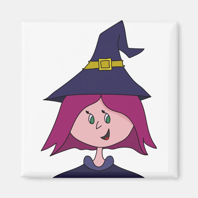 Cute Young Witch Halloween Magnet (Front)