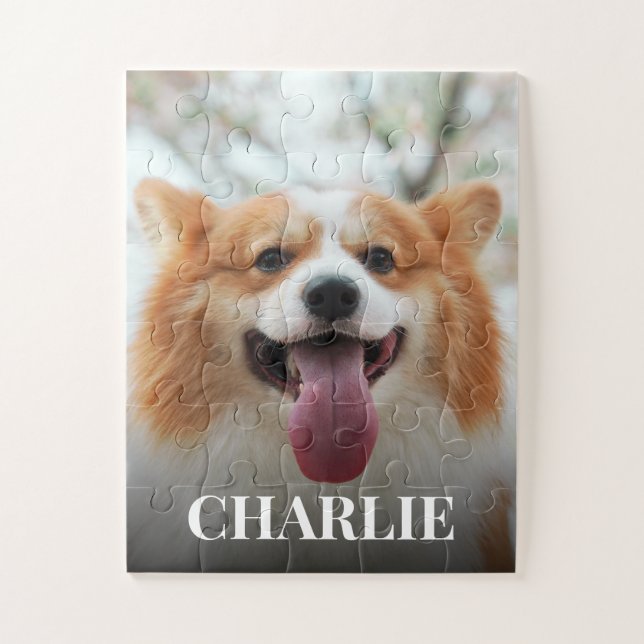 Cute Your dog Name Photo Custom Jigsaw Puzzle (Vertical)