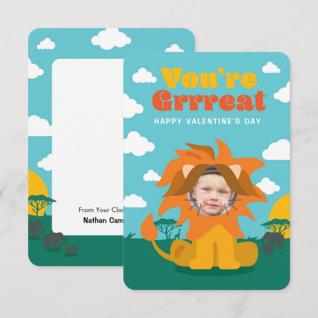 Cute You're Grreat Valentine's Day Card for Kids (Front/Back)