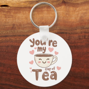 Cute "You're My Cup of Tea" Pun Key Ring