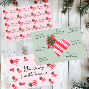 Cute You're My Favourite Human Pink Christmas Wrapping Paper Sheet