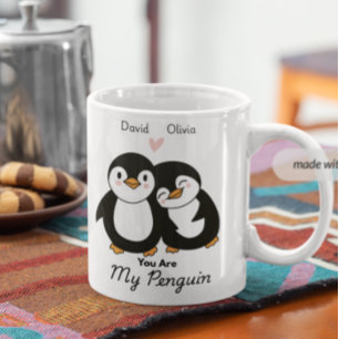 Cute You're My Penguin Personalized Couples Coffee Mug