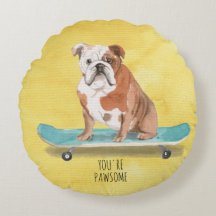 Cute You're Pawsome Skateboarding English Bulldog